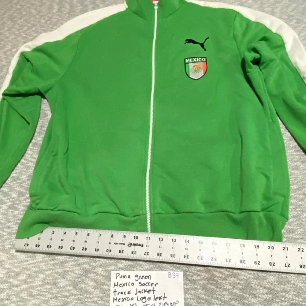 Puma Mexico green track jacket full zip  stripes on sleeves men XL. SKU-B37